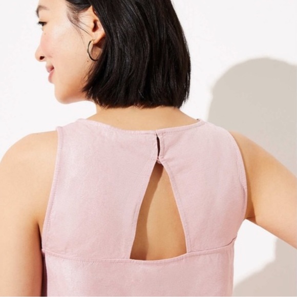 NEW Loft Linen Pink Shimmer Shift Dress w/Cutout Back - Coastal Grandma 2 - Picture 4 of 8